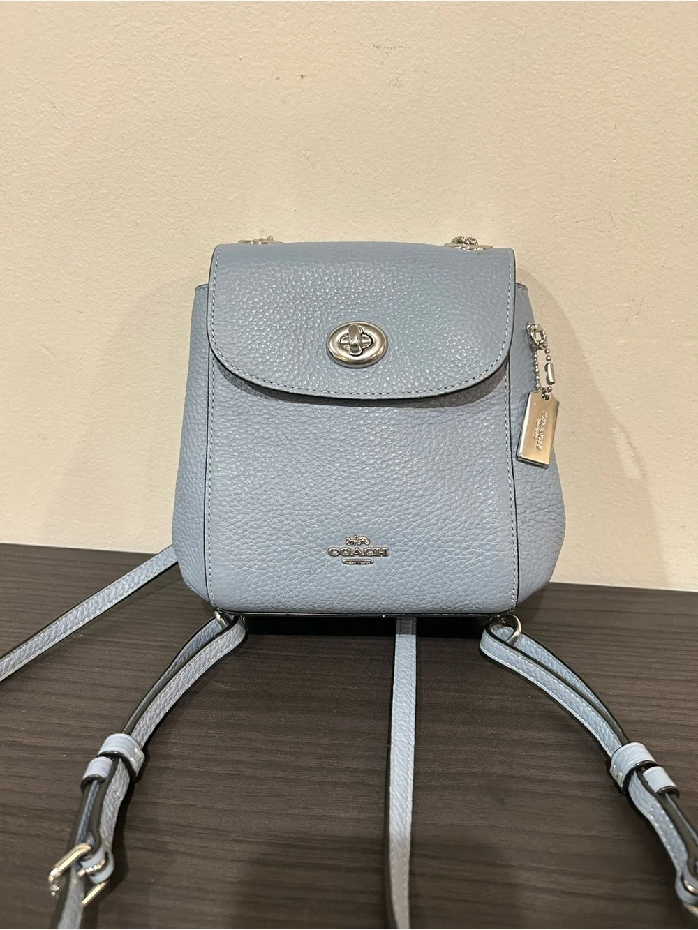 Coach Cornflower Blue Convertible Leather Micro Backpack Style#C5677 EUC - Picture 10 of 15